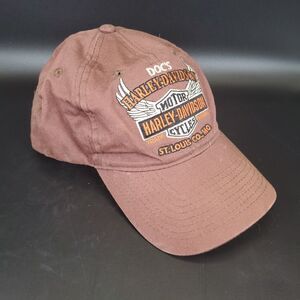 Vintage Harley Davidson St Louis MO Ball Cap Brown Motorcycle Dealer Hat
